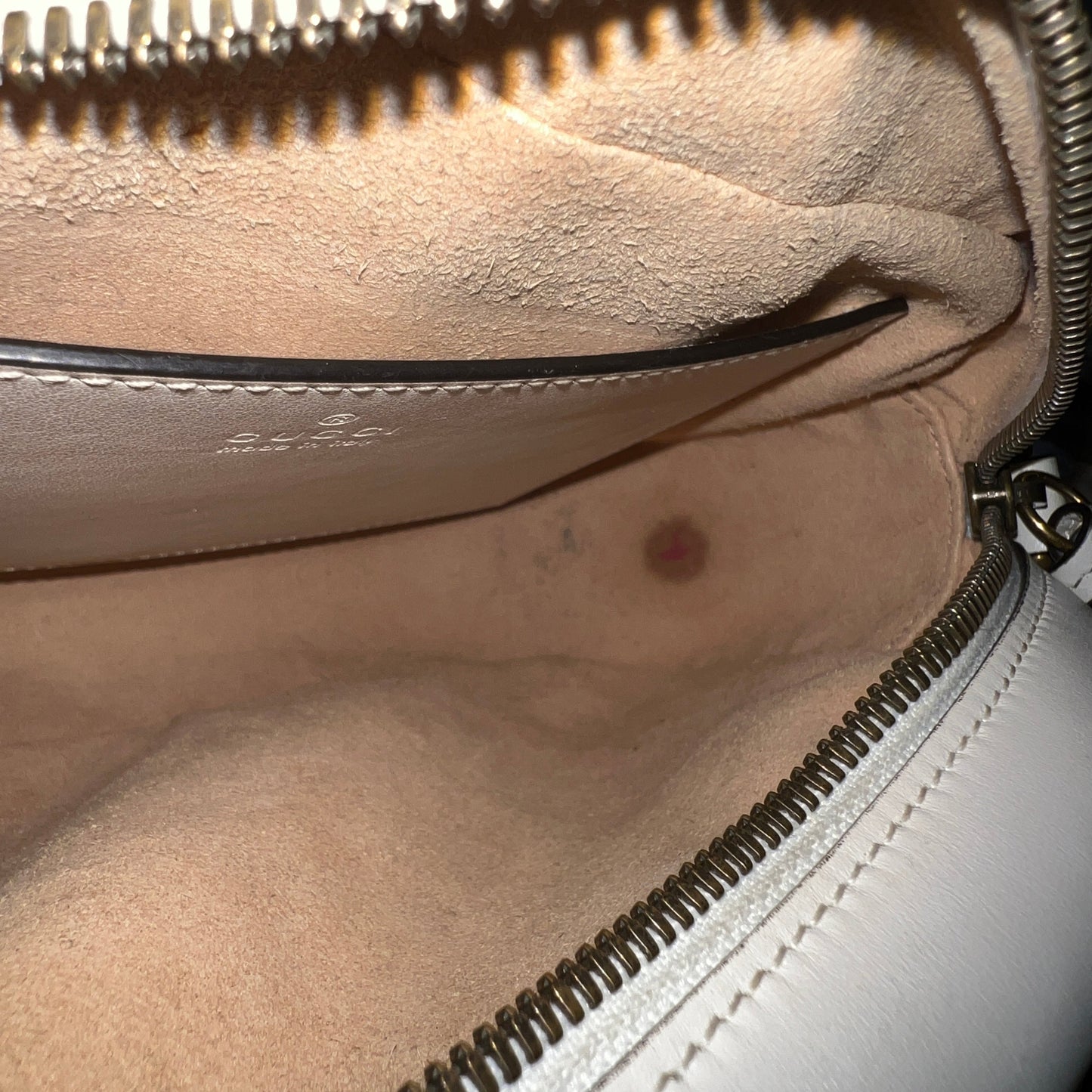 GUCCI GG Marmont White Leather Small Shoulder Bag