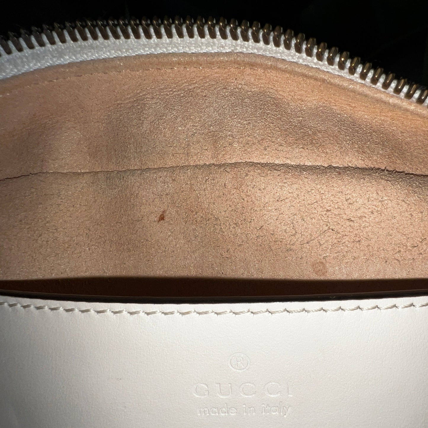 GUCCI GG Marmont White Leather Small Shoulder Bag