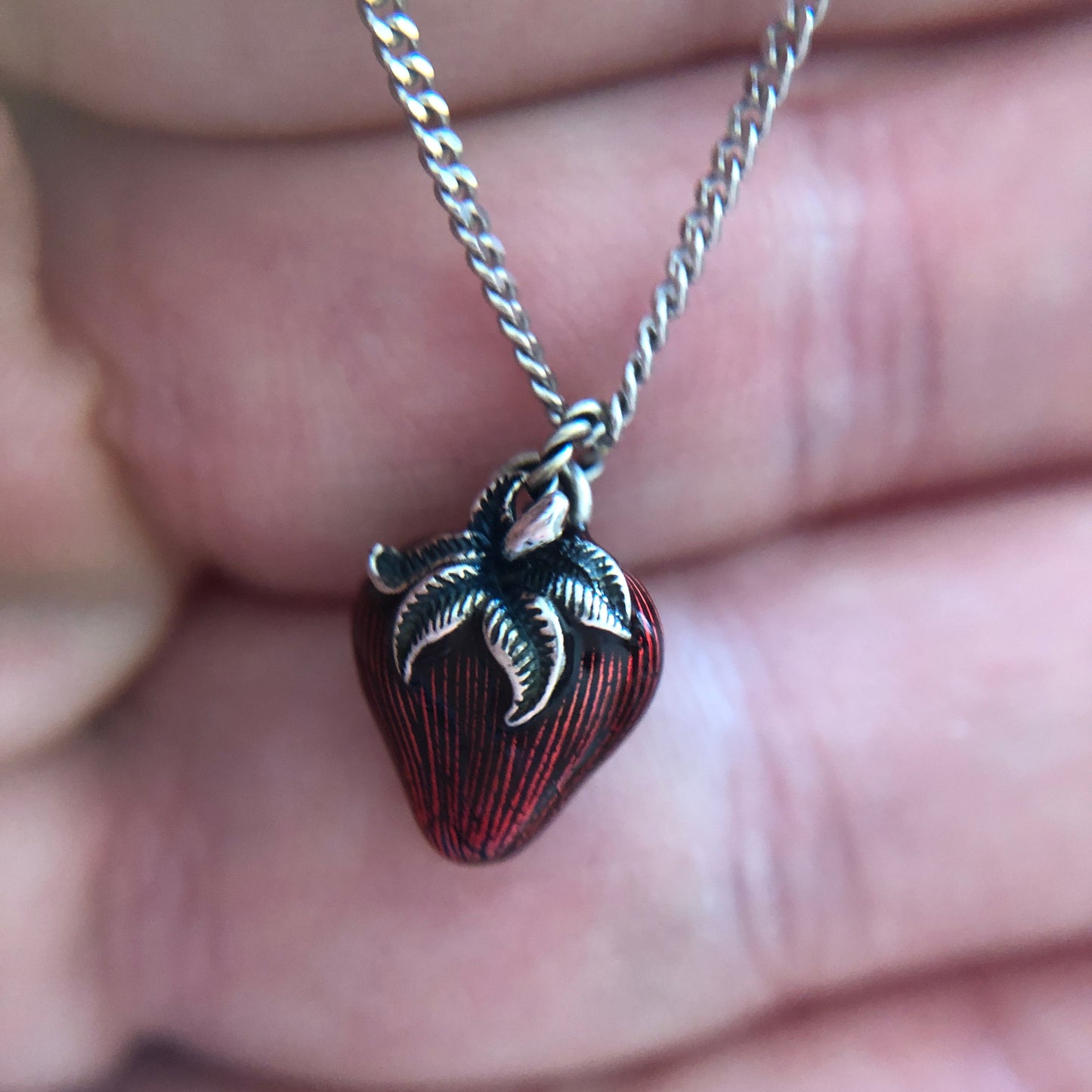 Gucci Interlocking GG Strawberry Necklace in Sterling Silver
