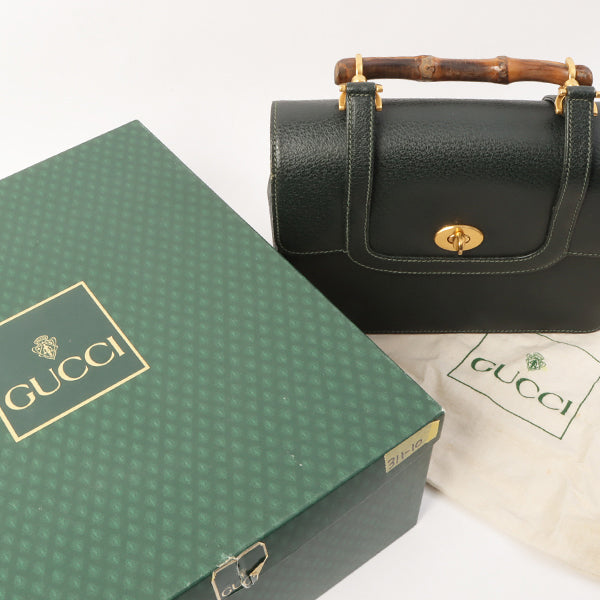 Gucci Bamboo Handle 2Way Bag Dark Green