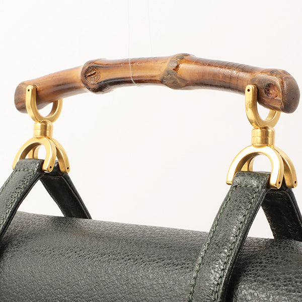 Gucci Bamboo Handle 2Way Bag Dark Green