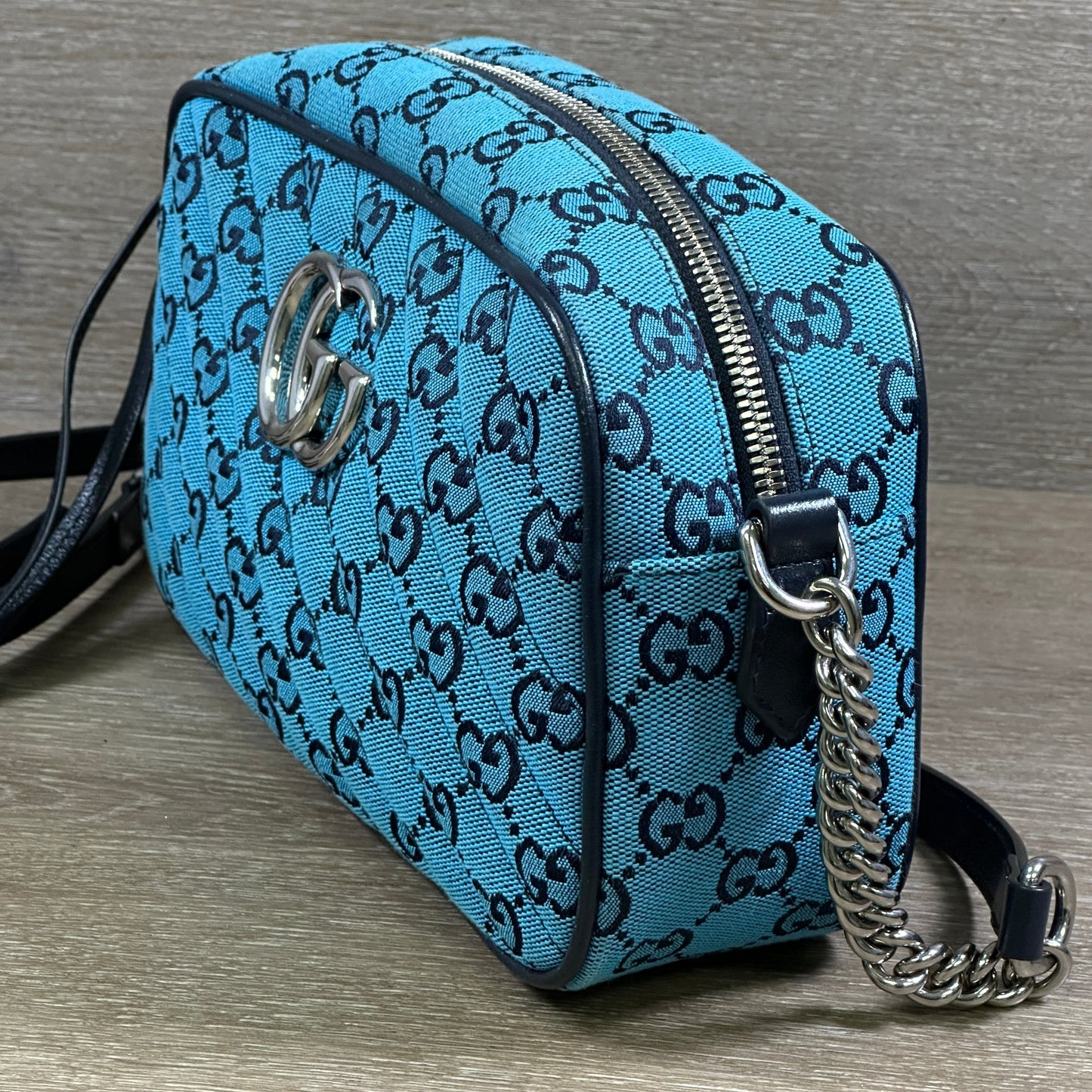 Gucci GG Marmont Shoulder Bag - Quilted Canvas - Blue