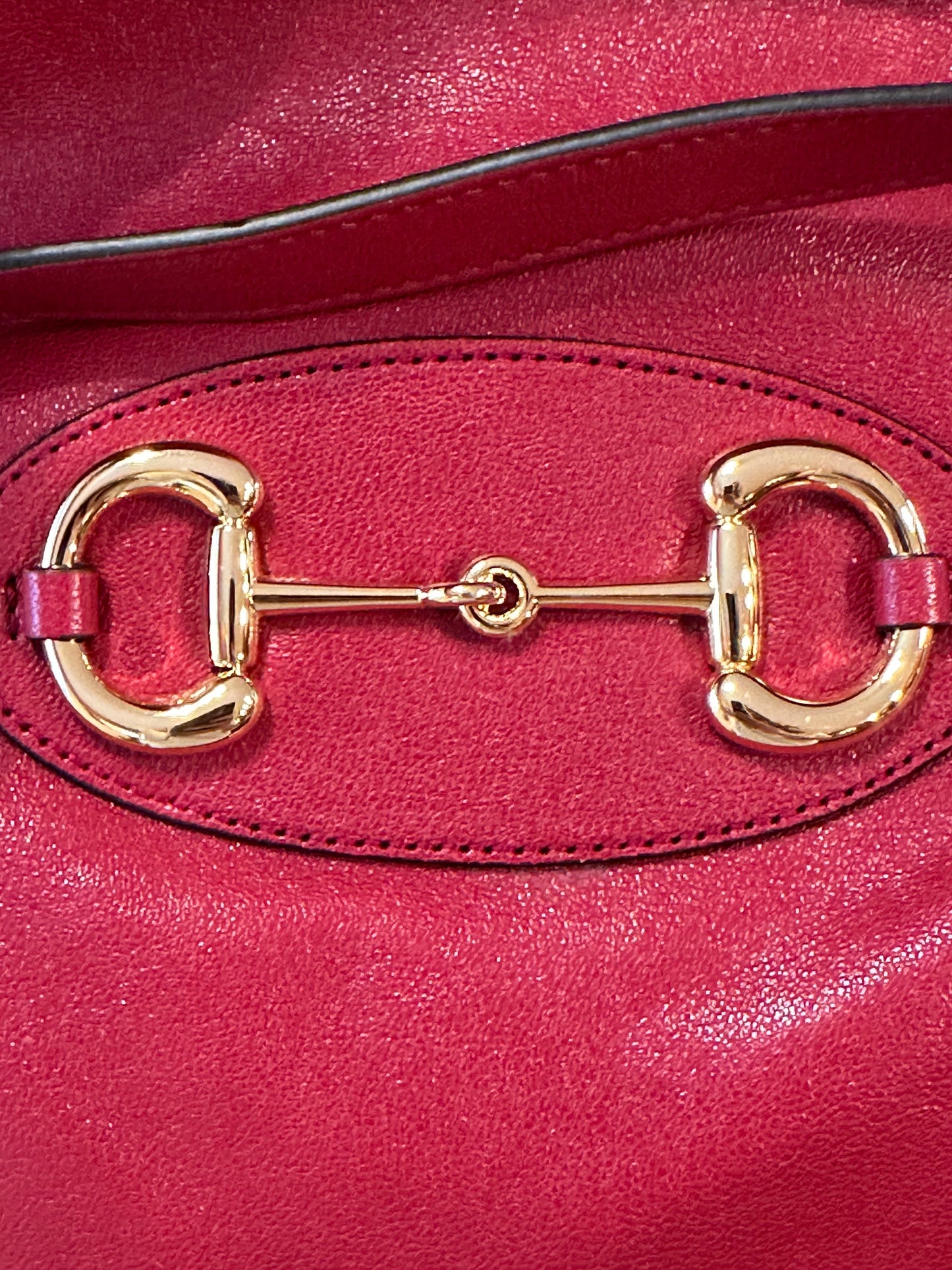 Gucci Interlocking GG 1955 Horsebit Collection Shoulder Bag in Red Leather