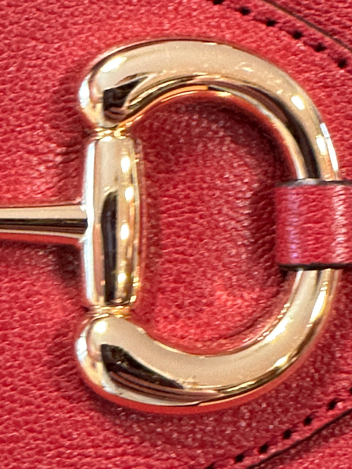 Gucci Interlocking GG 1955 Horsebit Collection Shoulder Bag in Red Leather