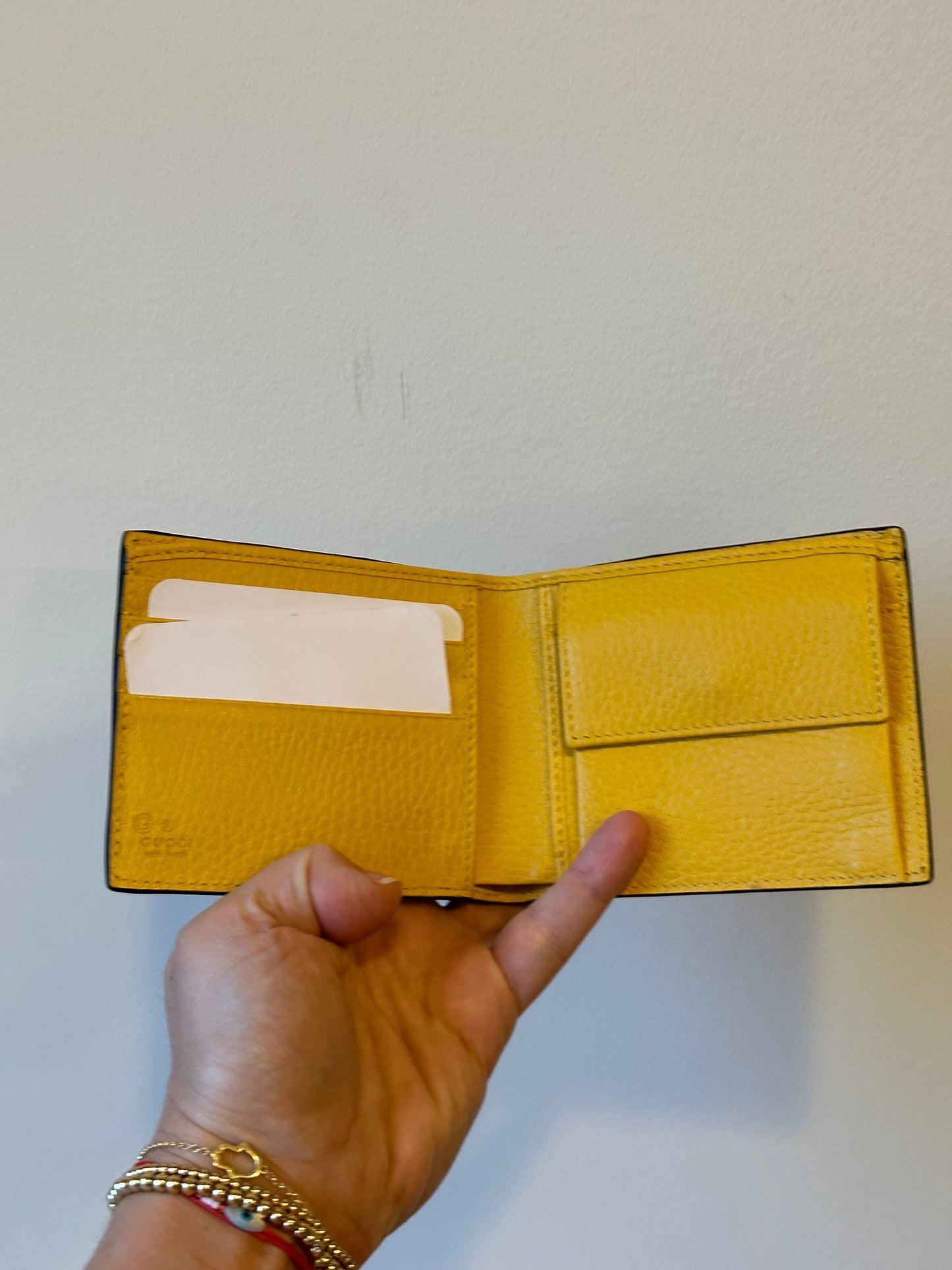 Gucci Black Bifold Short Wallet with Yellow Interior