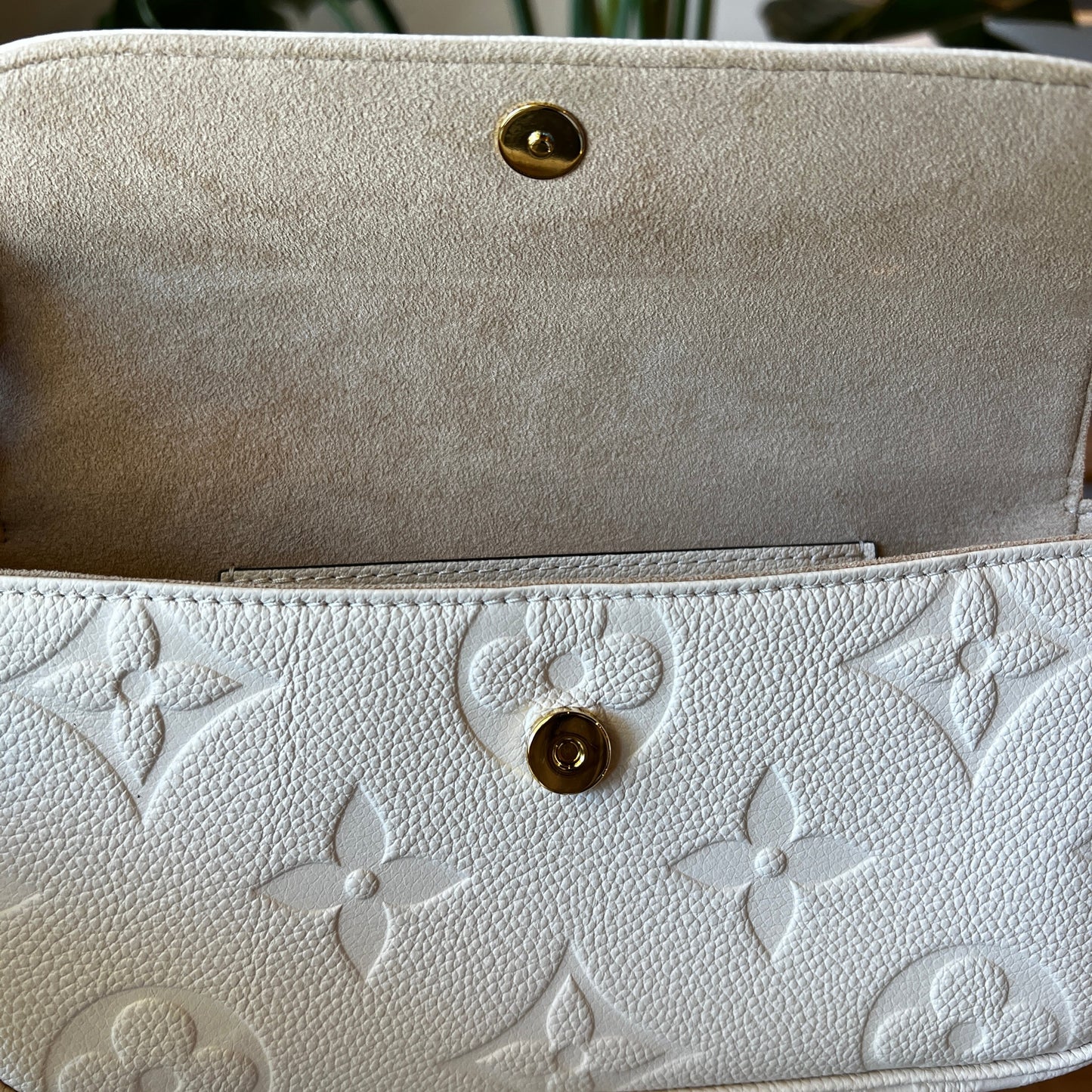 LOUIS VUITTON Cream Wallet on Chain Ivy