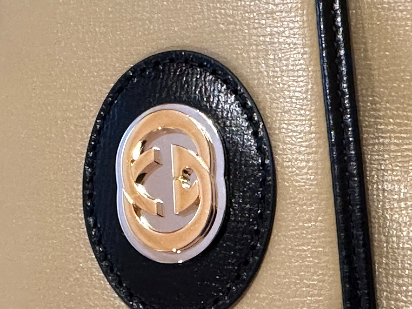 Gucci GG Motif Marina Shoulder Bag in Taupe