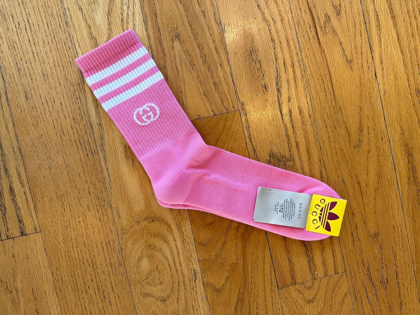 Gucci x Adidas Pink Sport Sock with White Interlocking GG