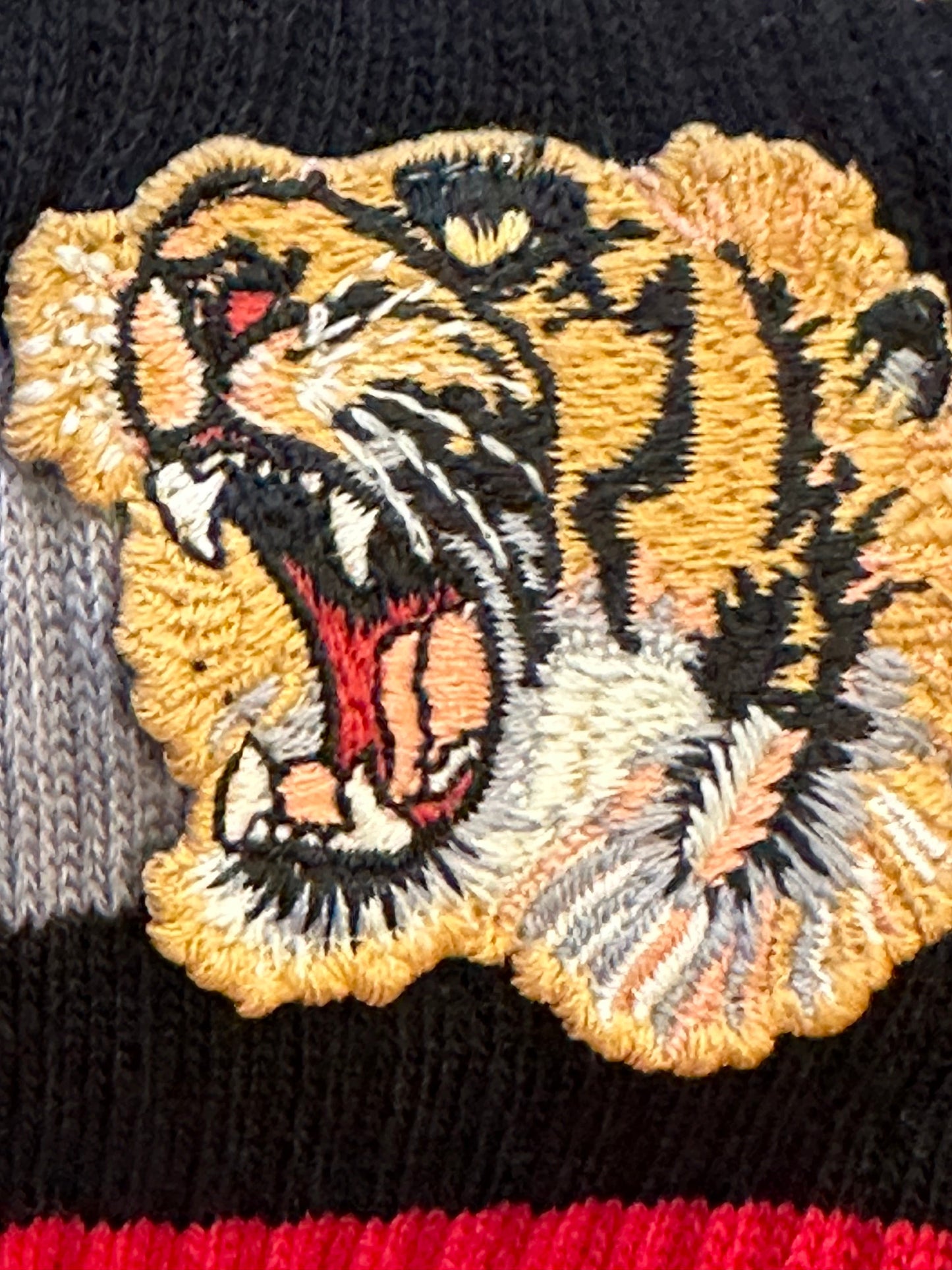 Gucci Little Williams Sports Sock in Black w/ Tiger Appliqué