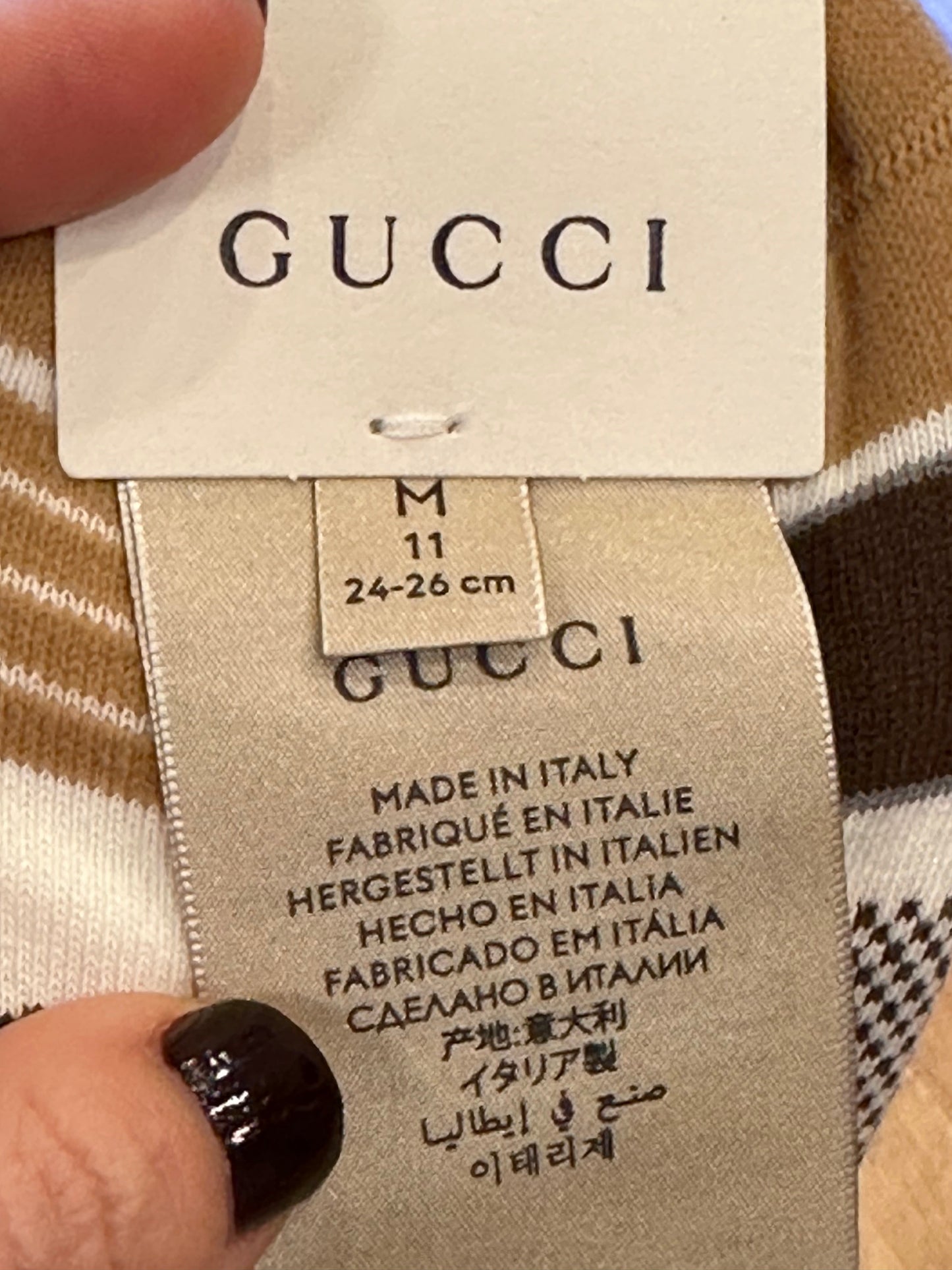 Gucci Interlocking GG Houndstooth Knee High Sock in Neutral Tones