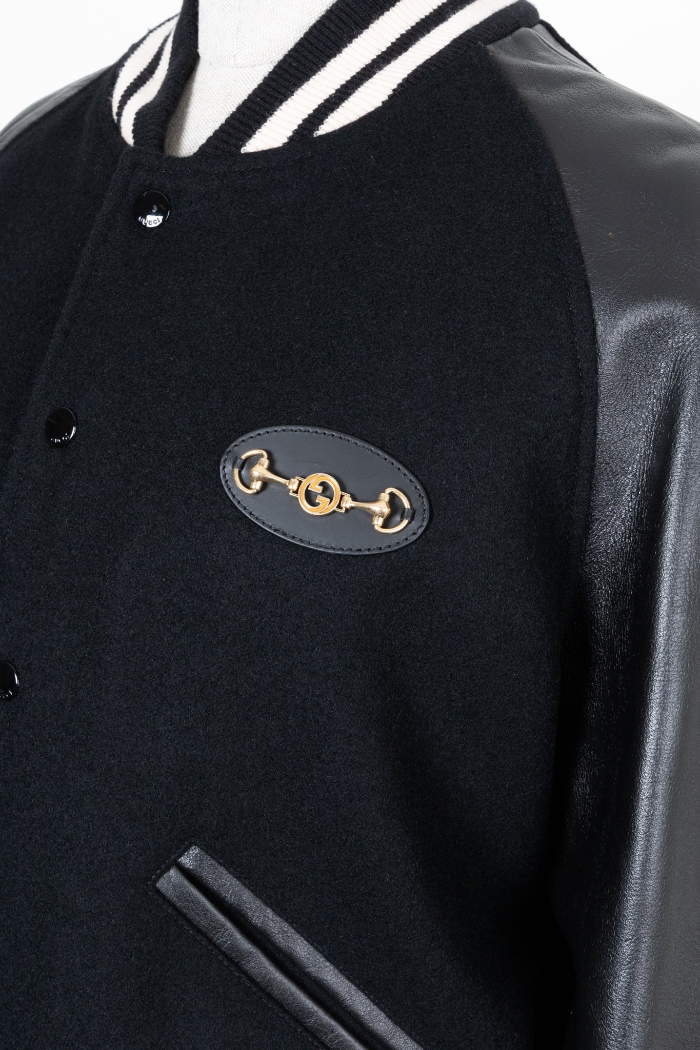 GUCCI Horsebit Varsity Jacket Cotton Black