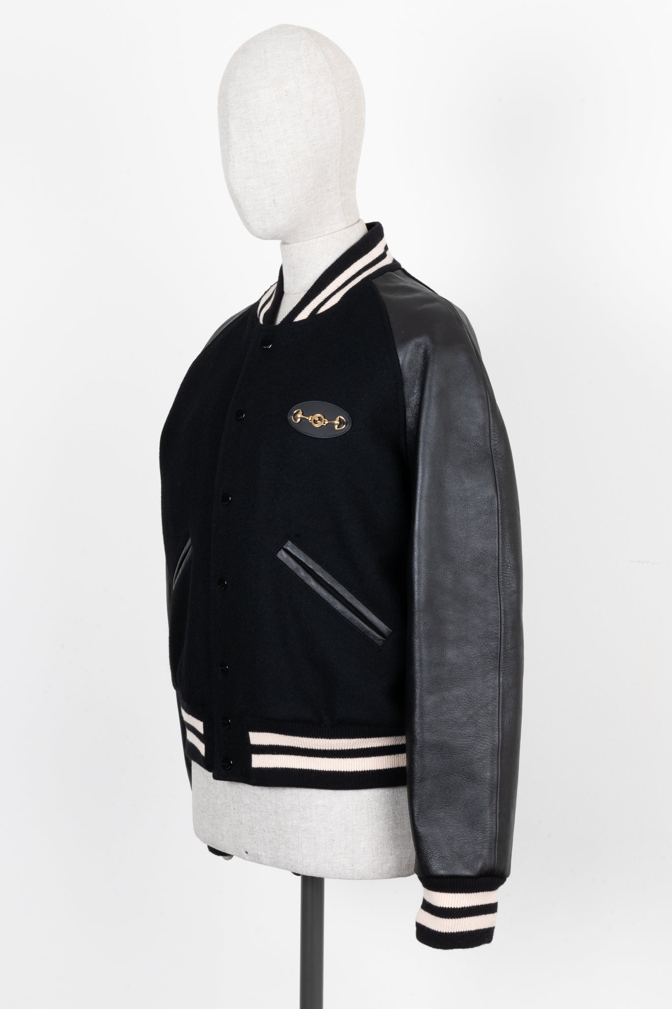 GUCCI Horsebit Varsity Jacket Cotton Black