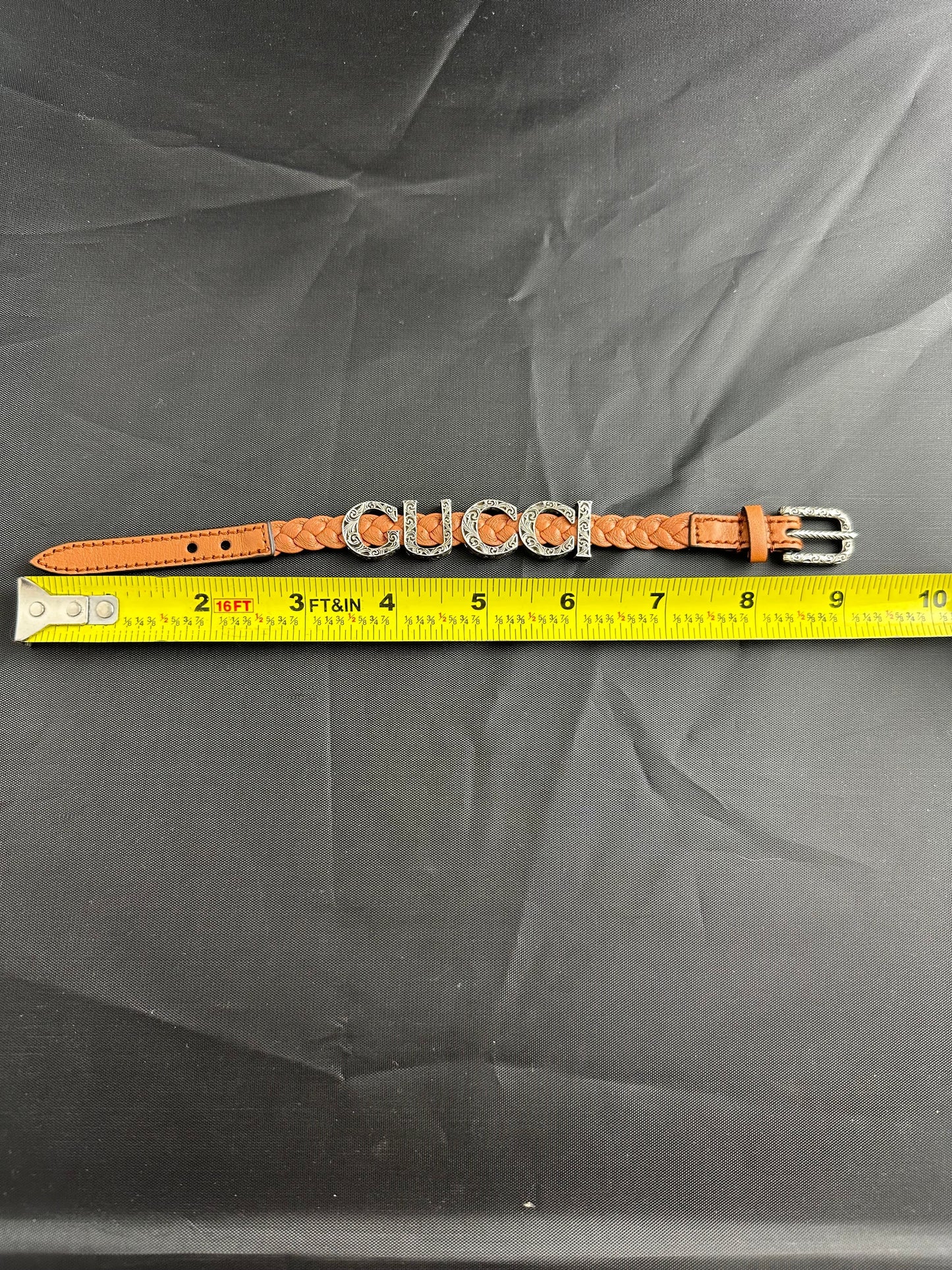 Gucci Garden Leather Bracelet with Silver Logo