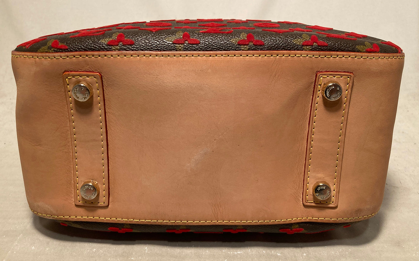Limited Edition Louis Vuitton Rouge Monogram Tuffetage Deauville Cube Bag