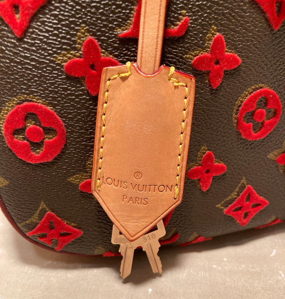 Limited Edition Louis Vuitton Rouge Monogram Tuffetage Deauville Cube Bag