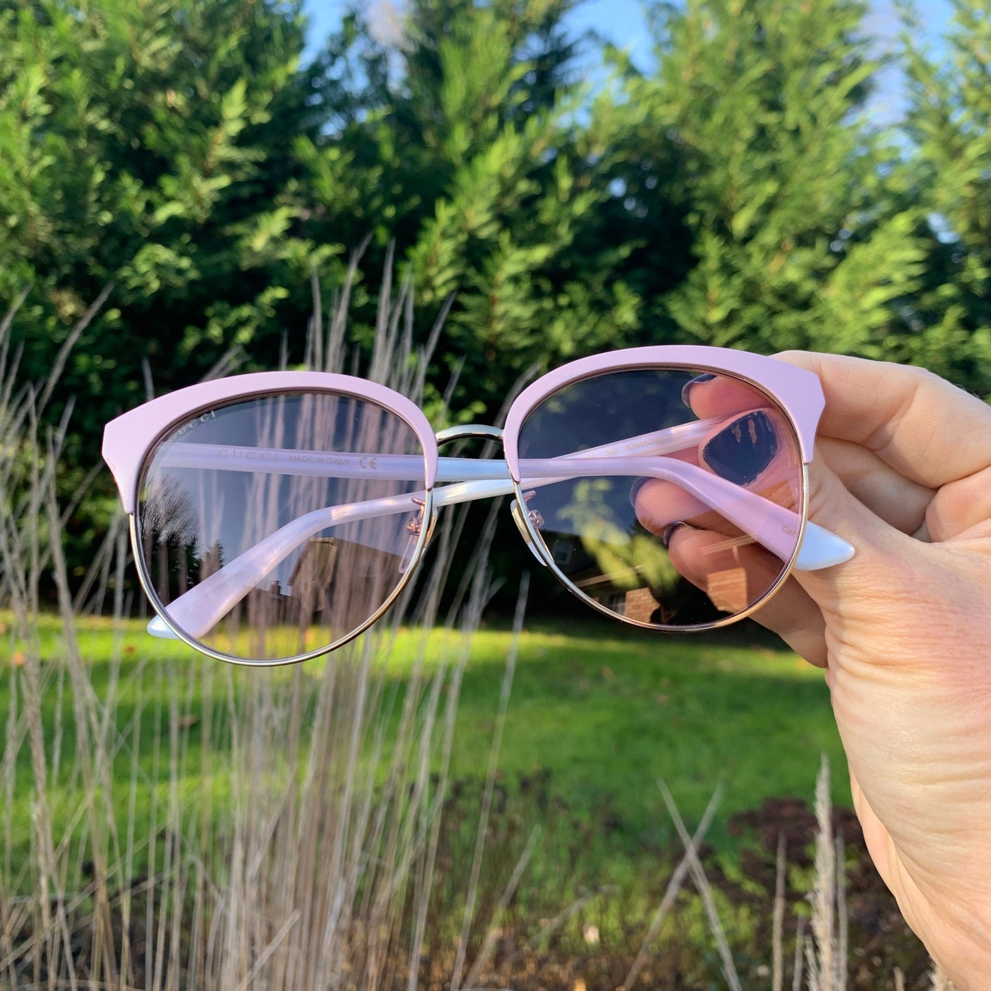 Gucci Specialized Fit Round-frame Metal Sunglasses in Pink