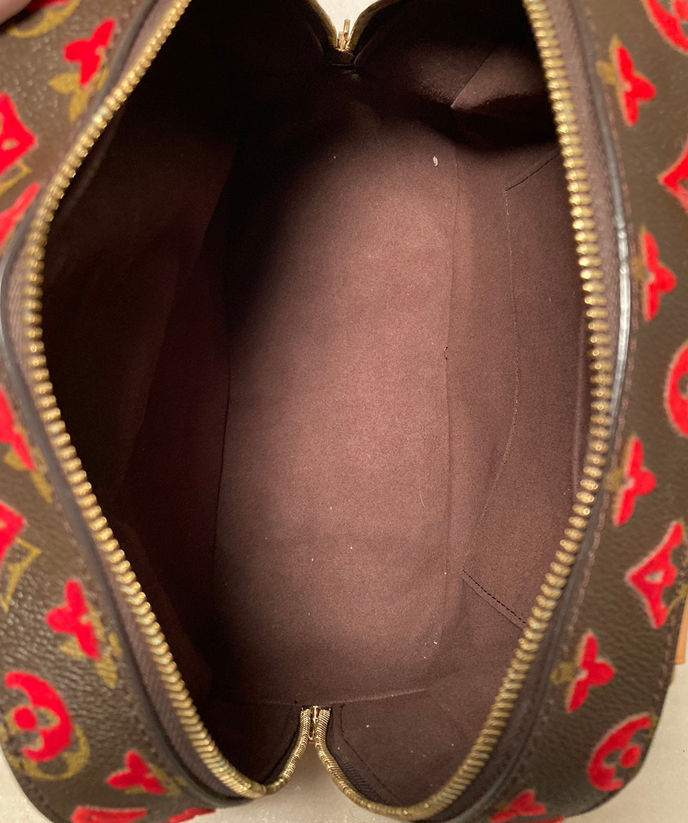 Limited Edition Louis Vuitton Rouge Monogram Tuffetage Deauville Cube Bag