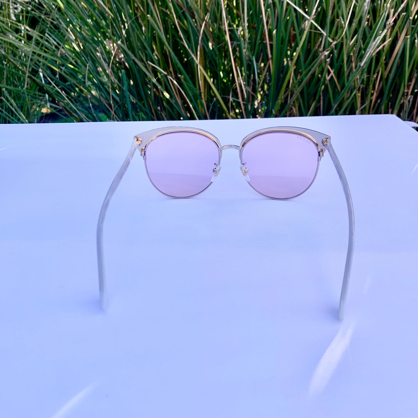 Gucci Specialized Fit Round-frame Metal Sunglasses in Pink