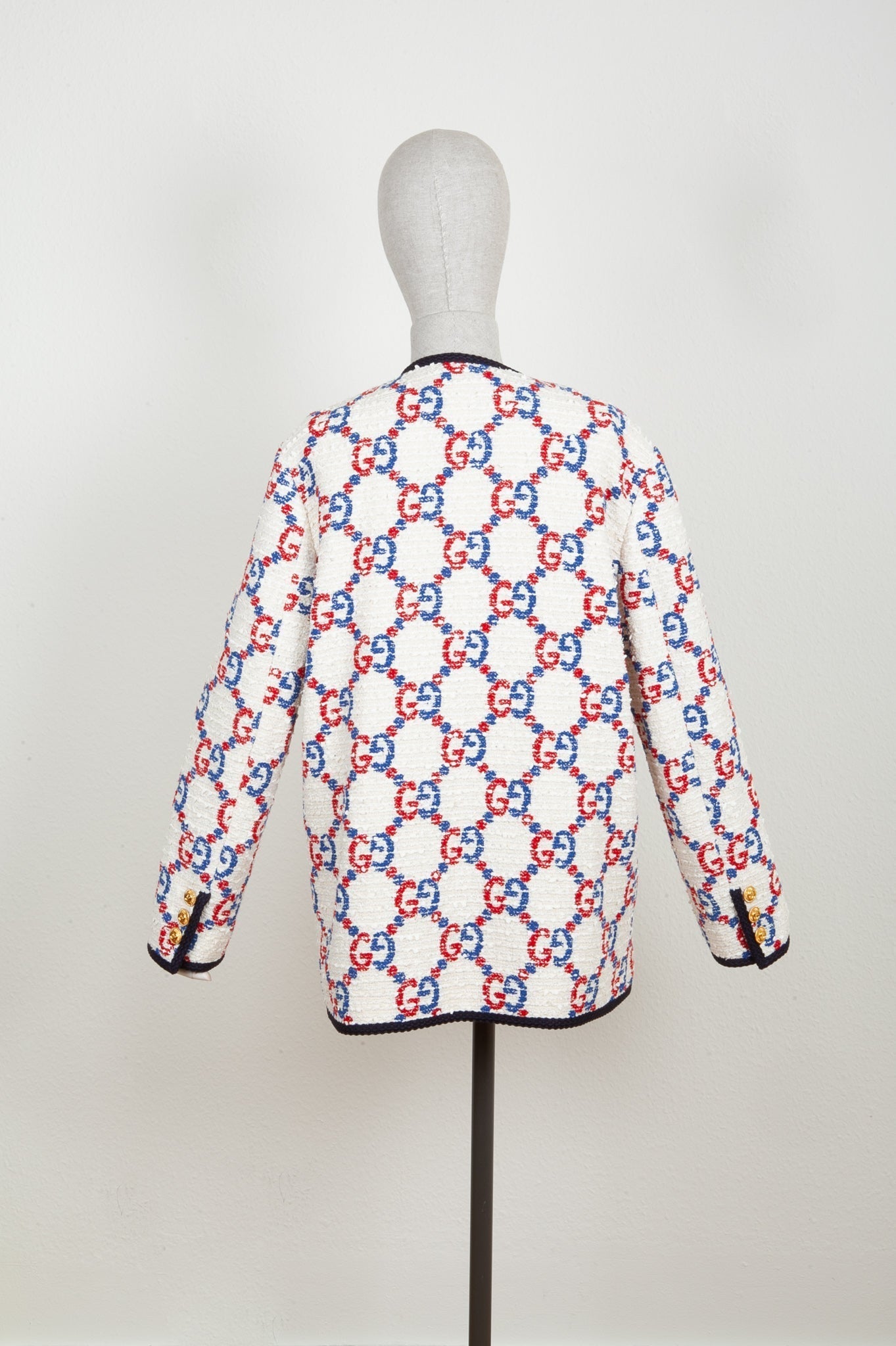 GUCCI Sylvie Tweed Jacket White Red Blue