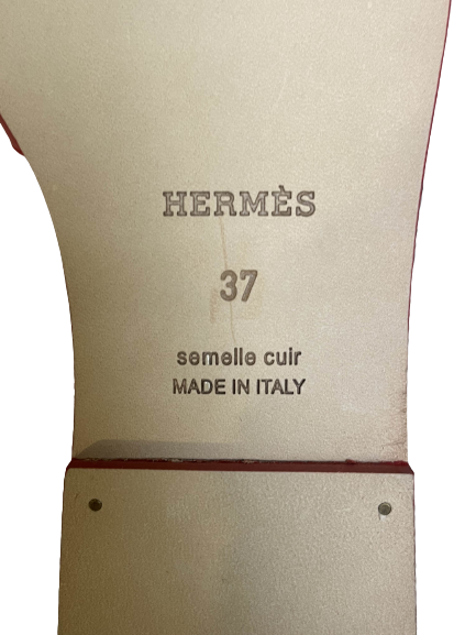 Hermes Oran Calfskin Leather Sandals, Coquelicot