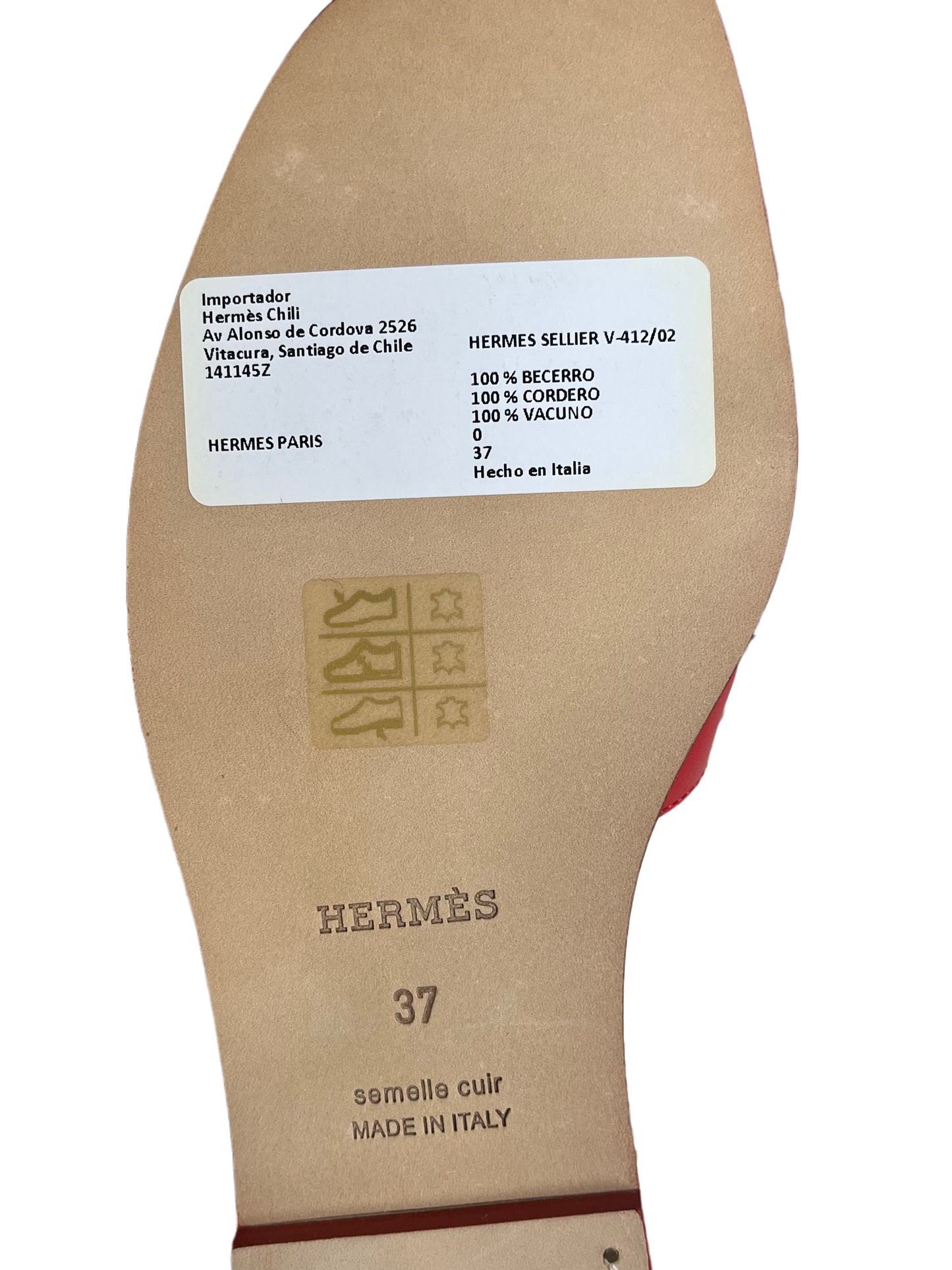 Hermes Oran Calfskin Leather Sandals, Coquelicot