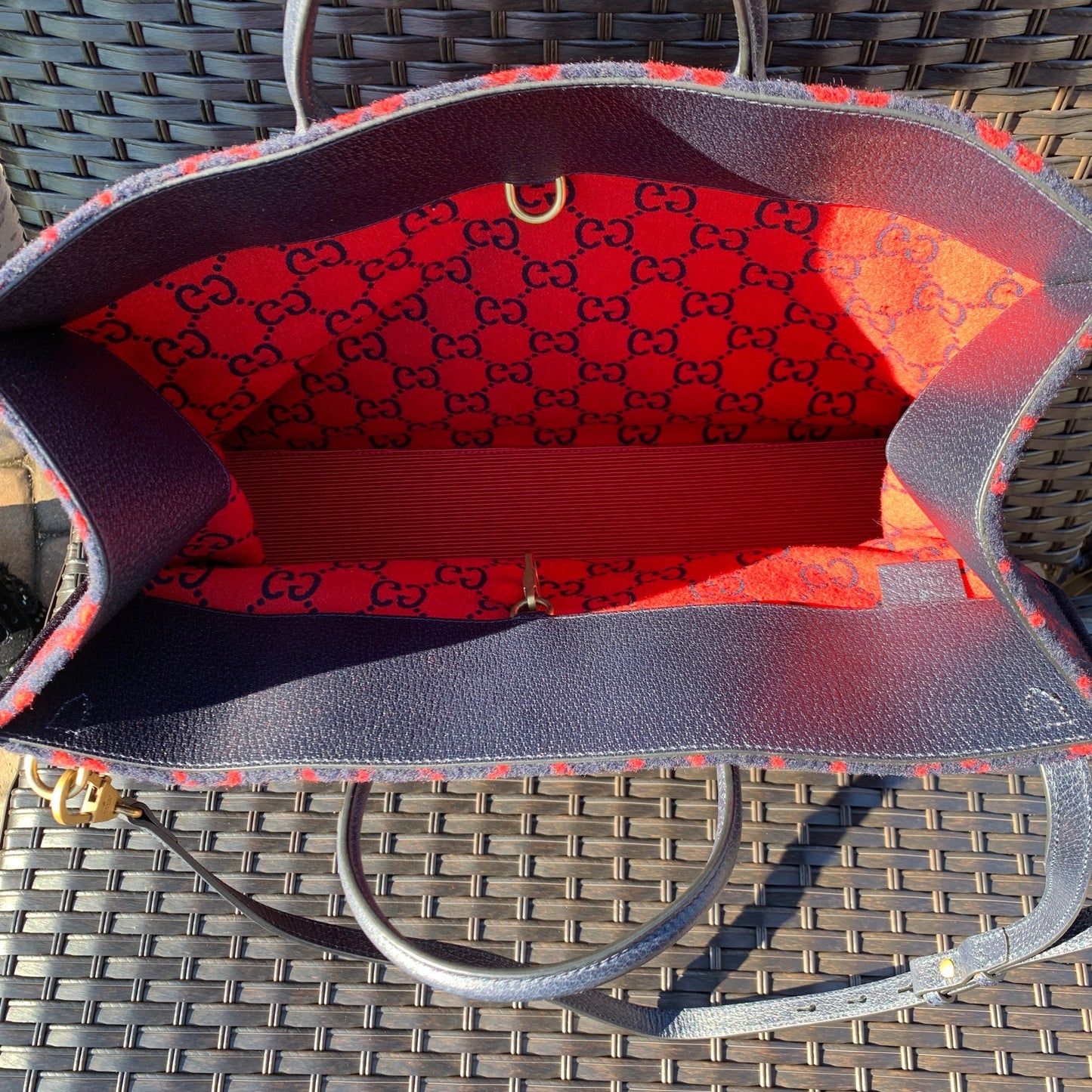 Gucci Wool Monogram GG Tote in Navy