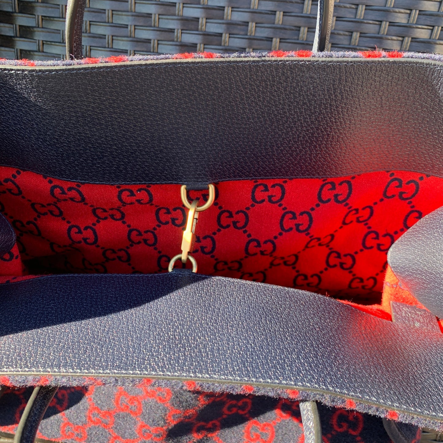 Gucci Wool Monogram GG Tote in Navy