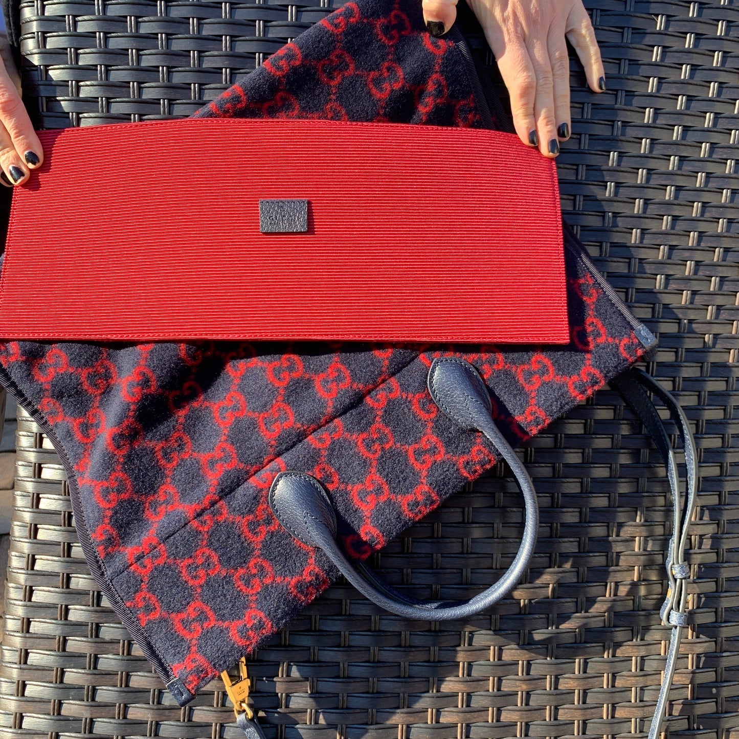 Gucci Wool Monogram GG Tote in Navy