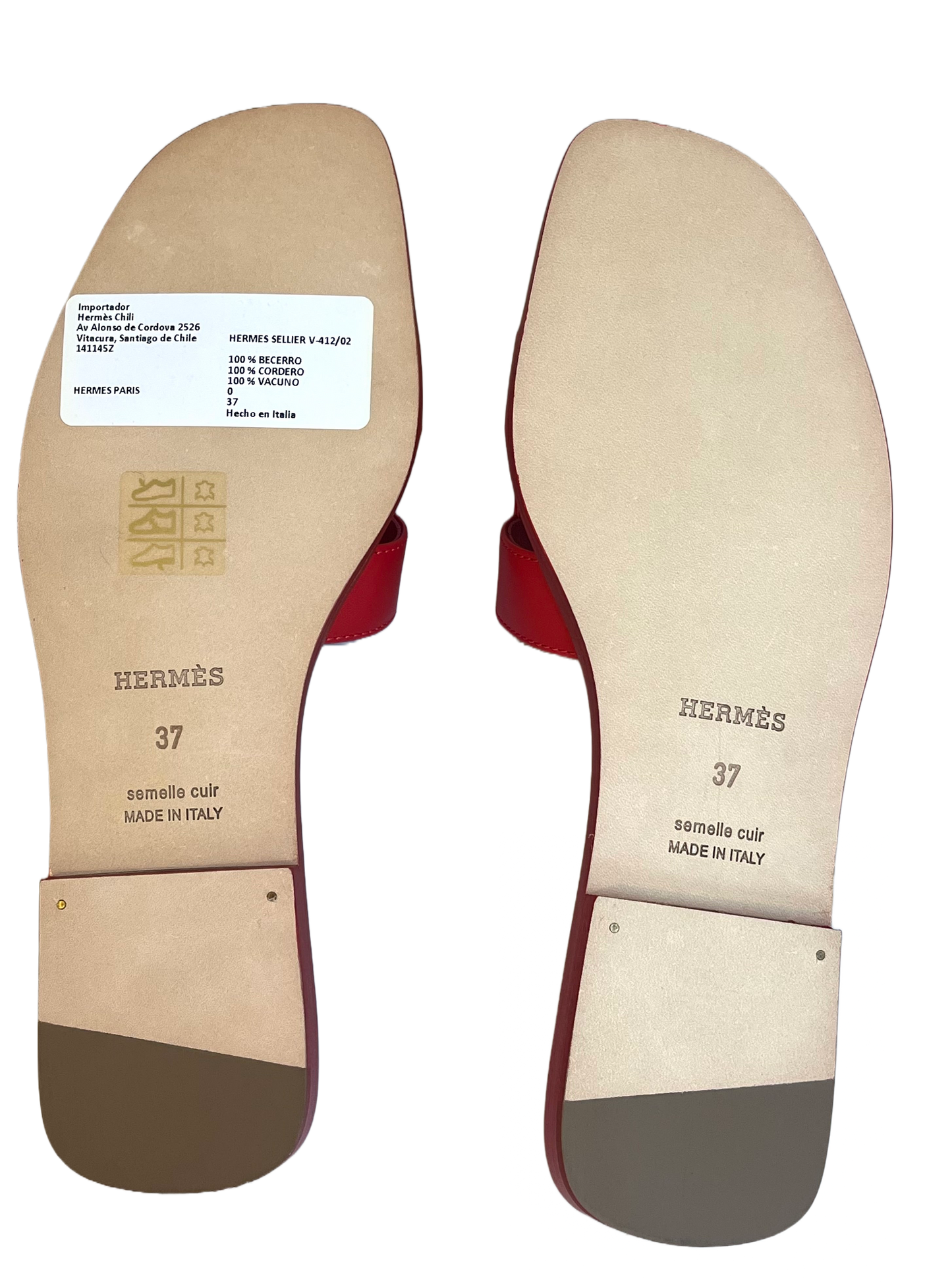 Hermes Oran Calfskin Leather Sandals, Coquelicot