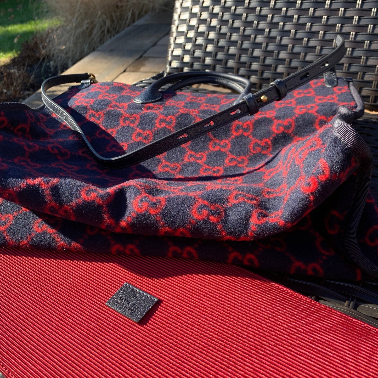 Gucci Wool Monogram GG Tote in Navy