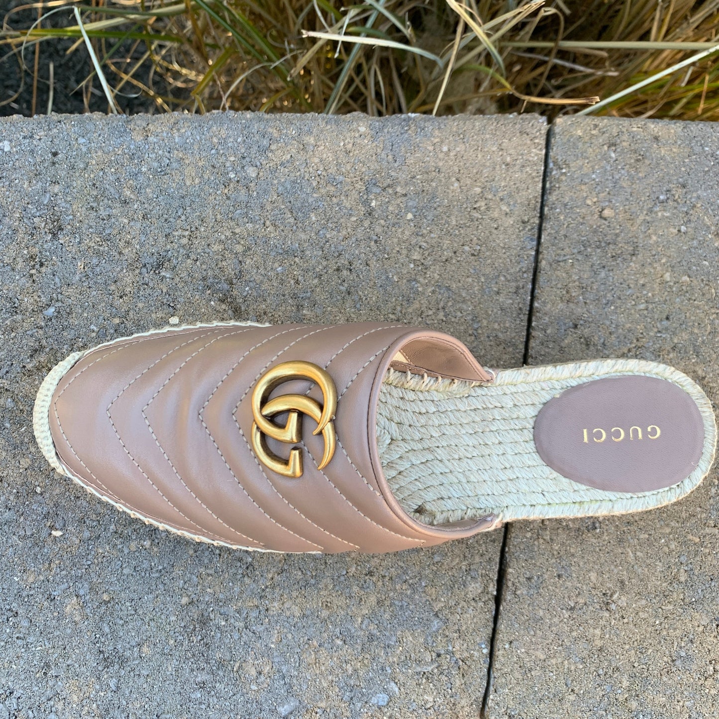 Gucci GG Pilar 50 Raffia And Leather Espadrilles in Porcelain Rose
