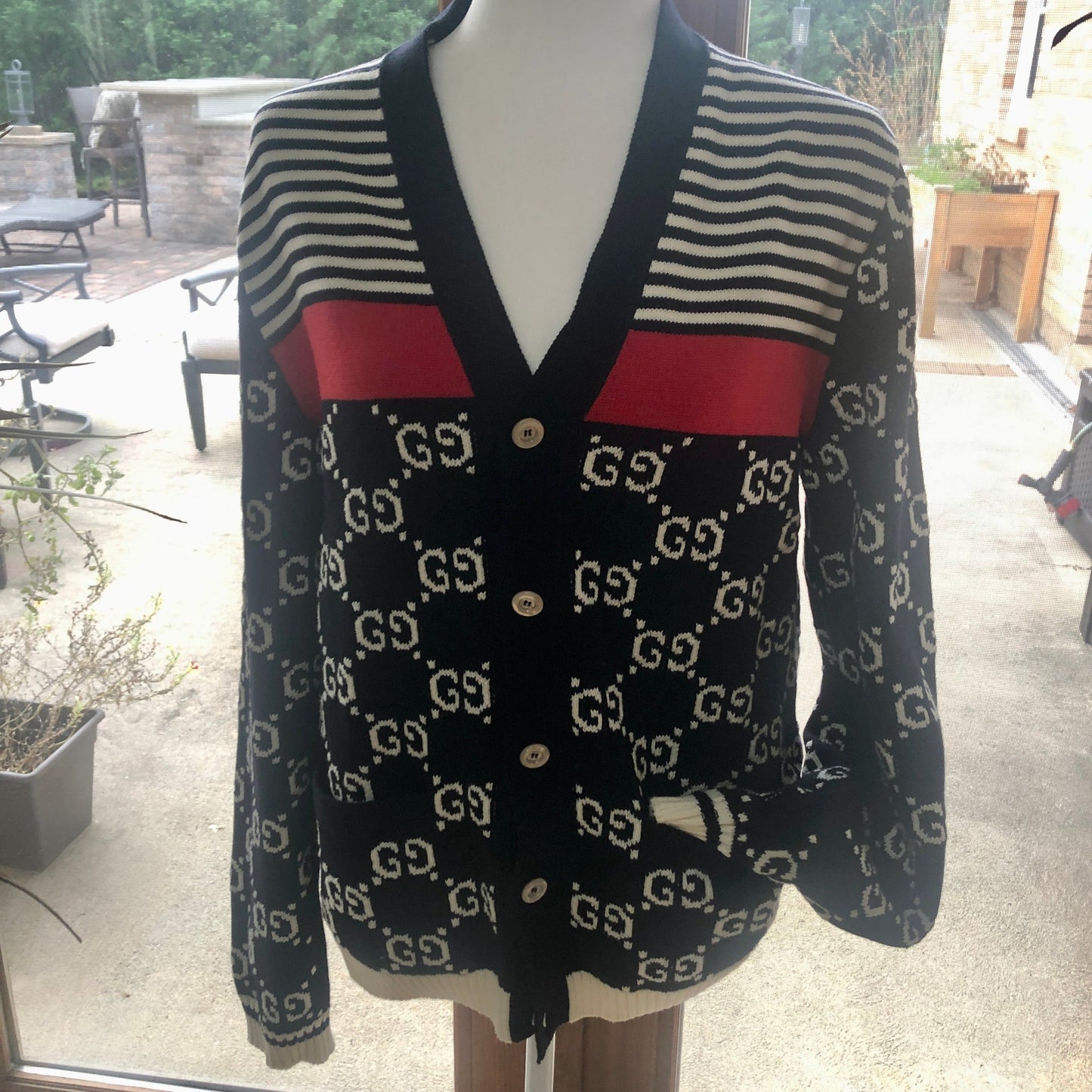 Gucci GG Supreme Striped Knit Cardigan