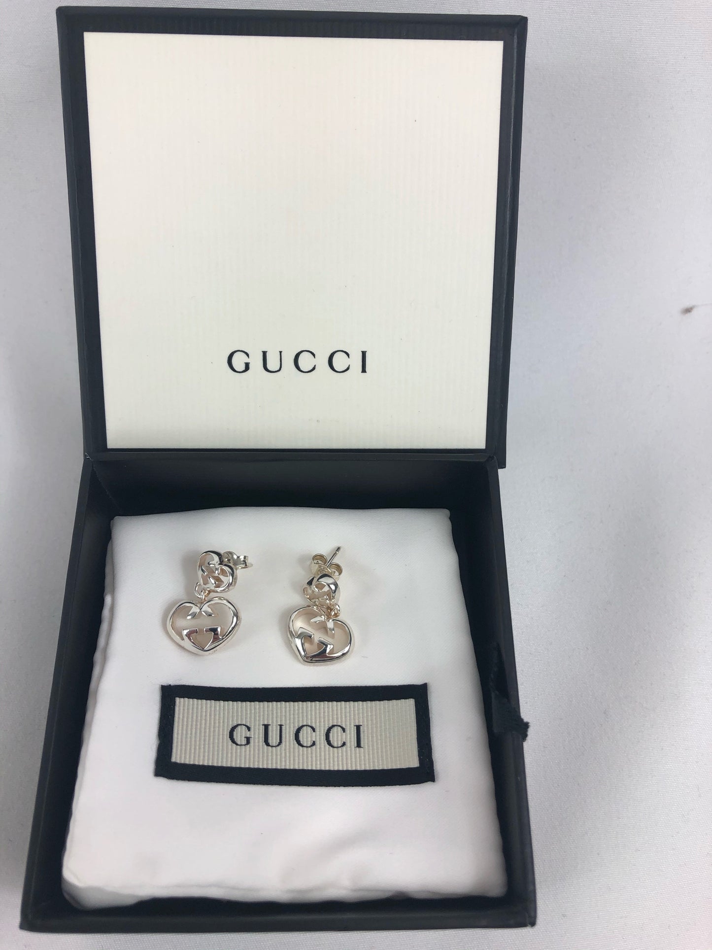 Gucci Love Britt G Heart Earrings in Silver