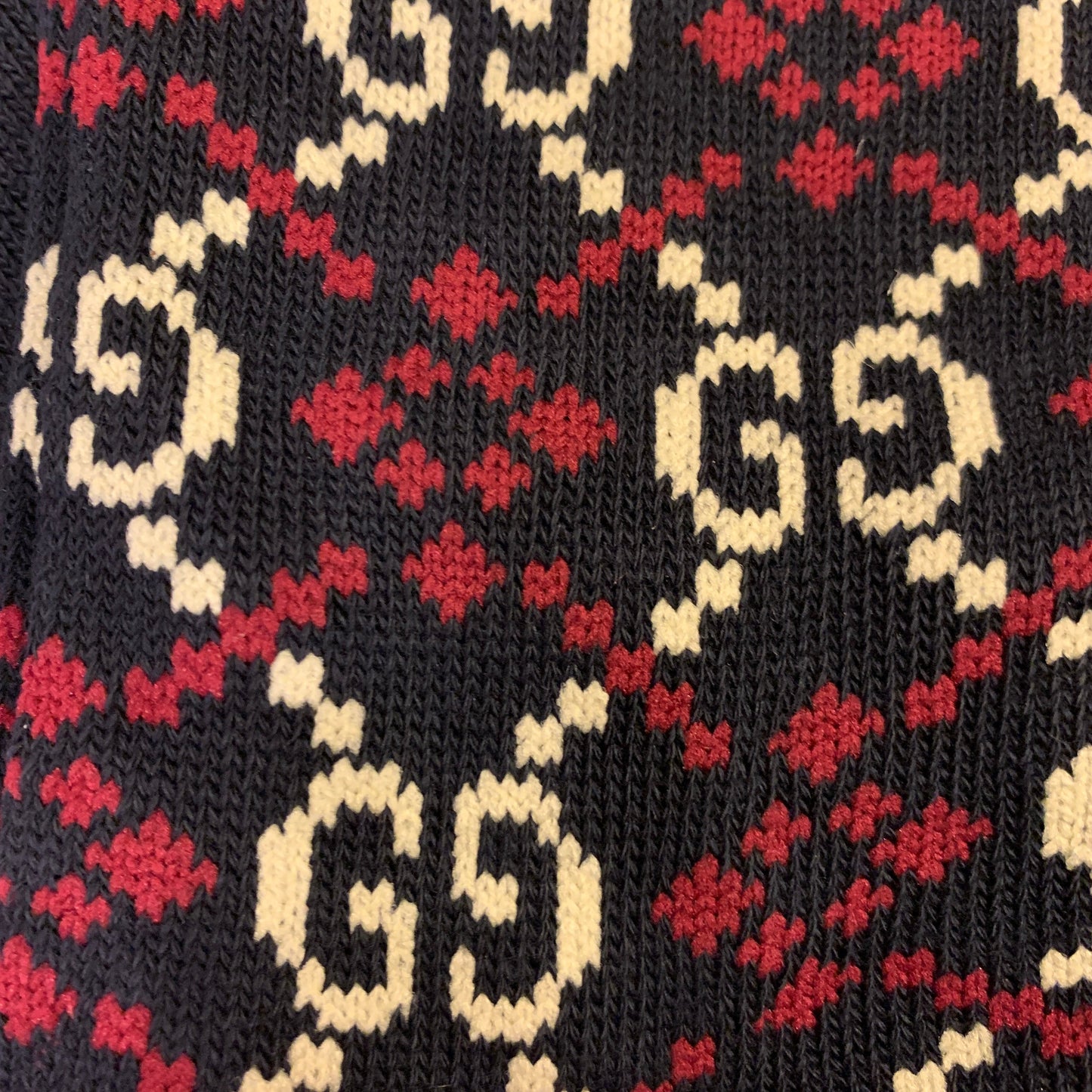 Gucci GG Diamond Socks in Navy/ Ivory