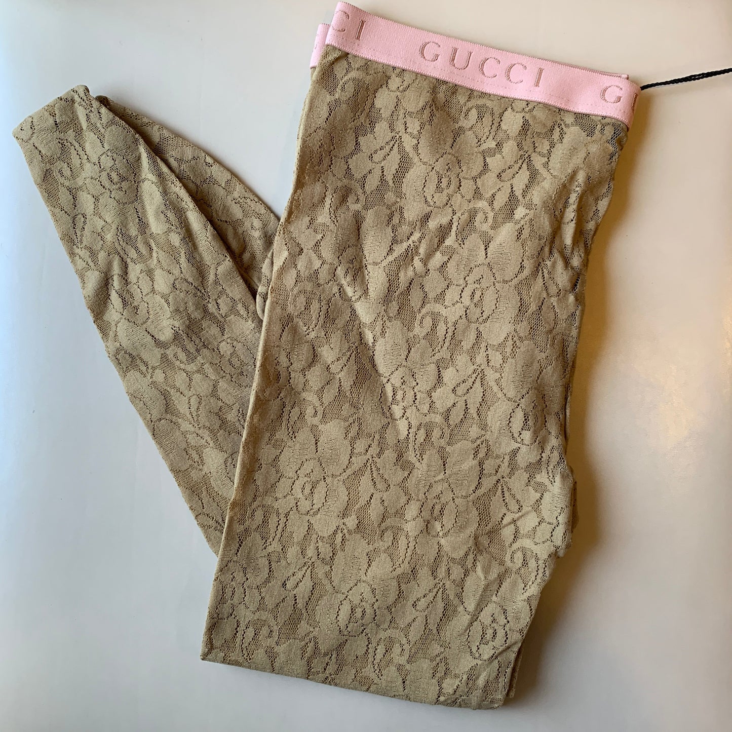 Gucci Floral Lace Tights in Tan
