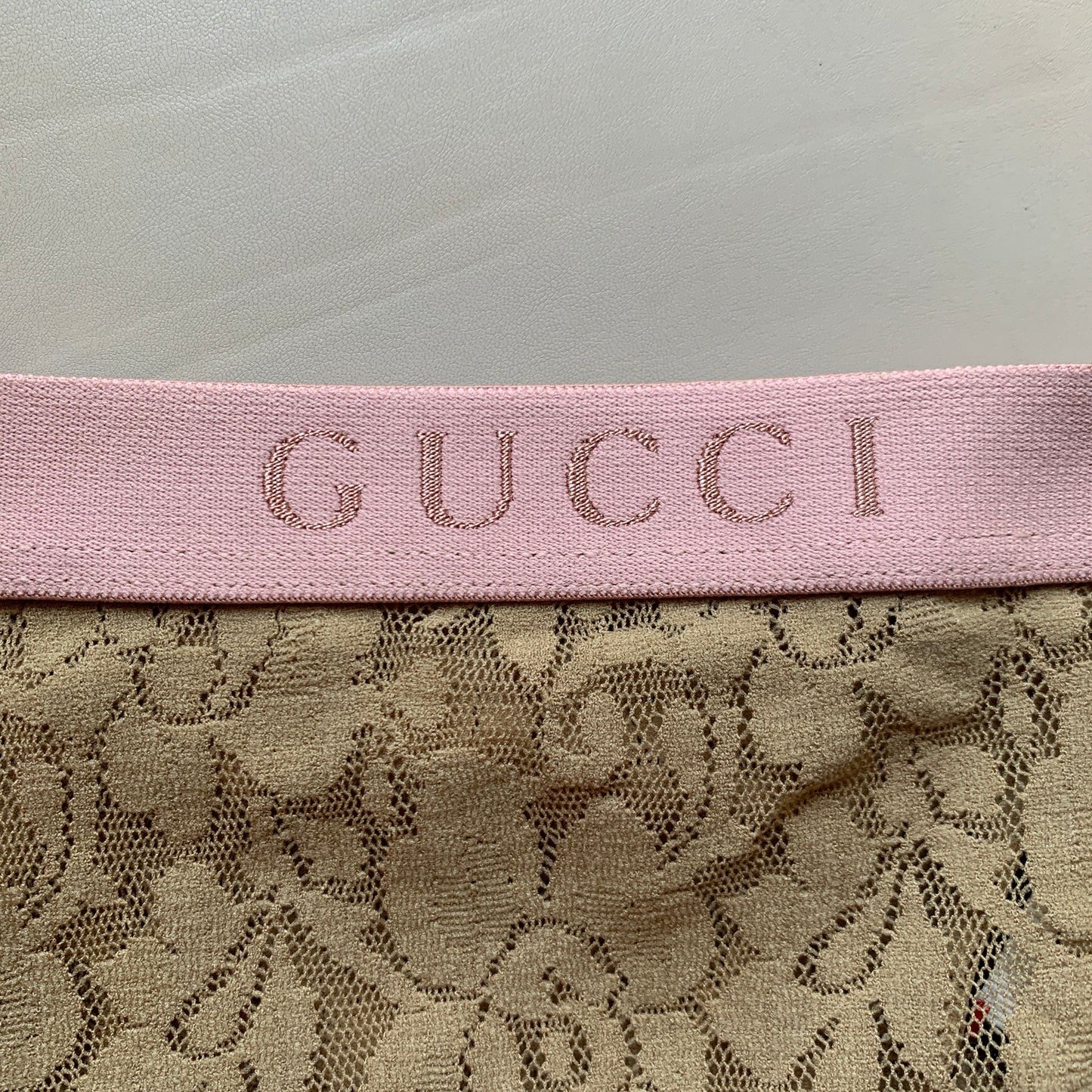 Gucci Floral Lace Tights in Tan