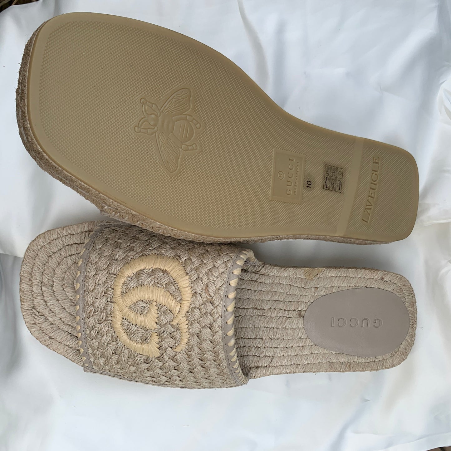 Gucci GG Juta Multi Twisted Woven Slides in Beige
