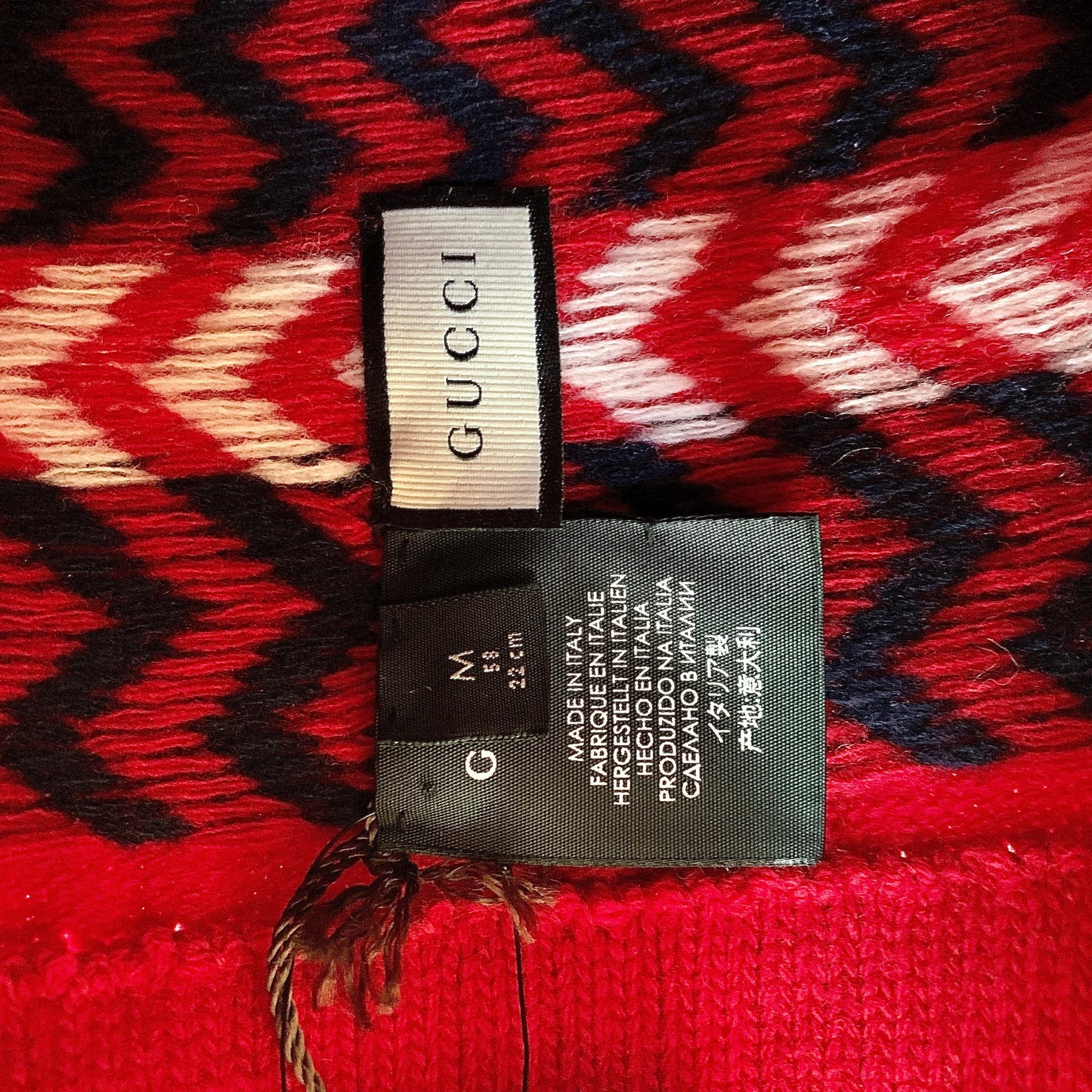 Gucci Zaggede Wool Beanie Hat in Red