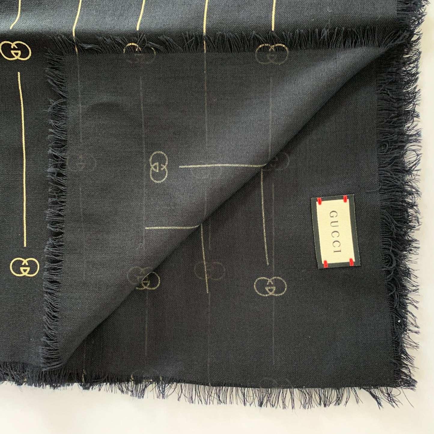 Gucci GG Thin Striped Scarf in Midnight Blue