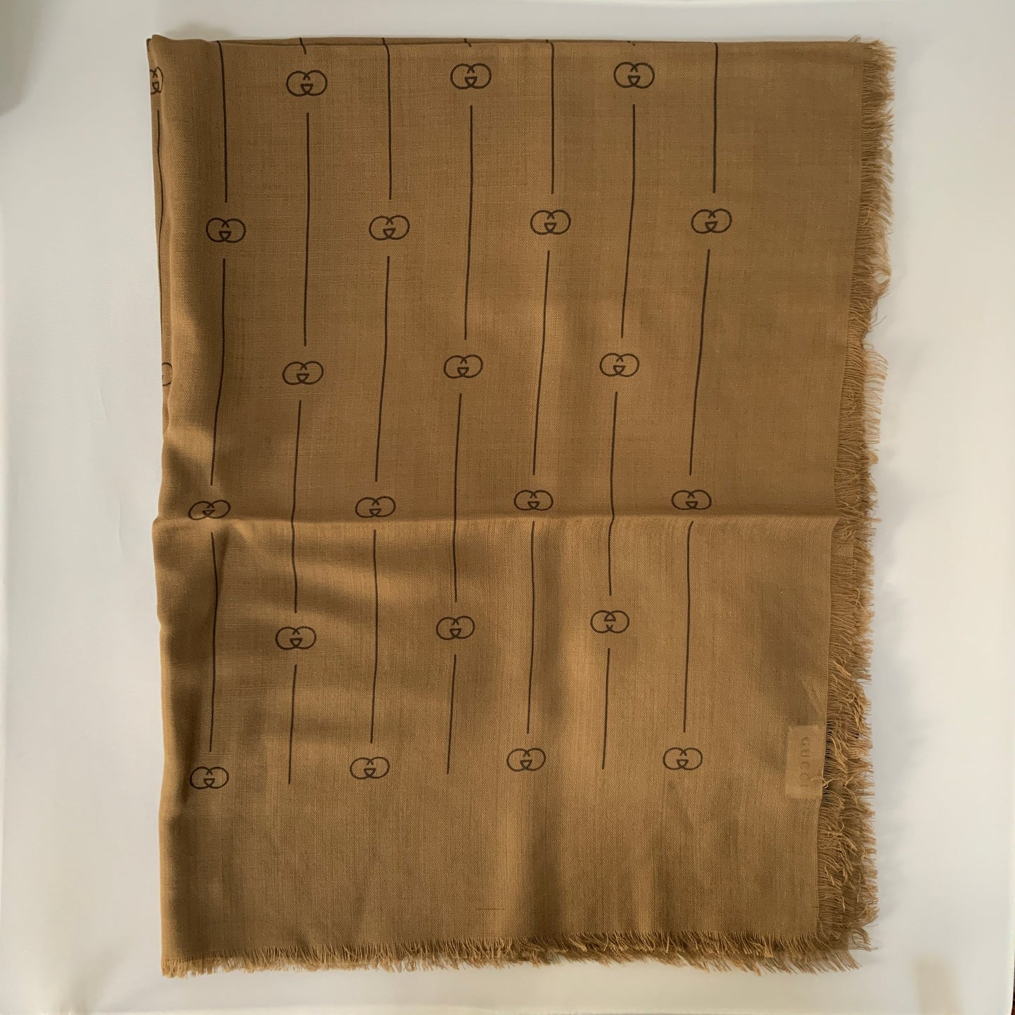 Gucci GG Thin Striped Scarf in Beige