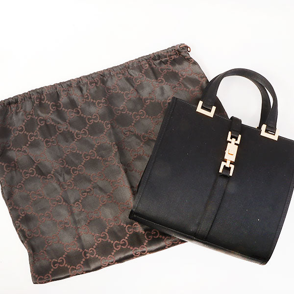 Gucci Satin Jackie Top Handle Bag Black