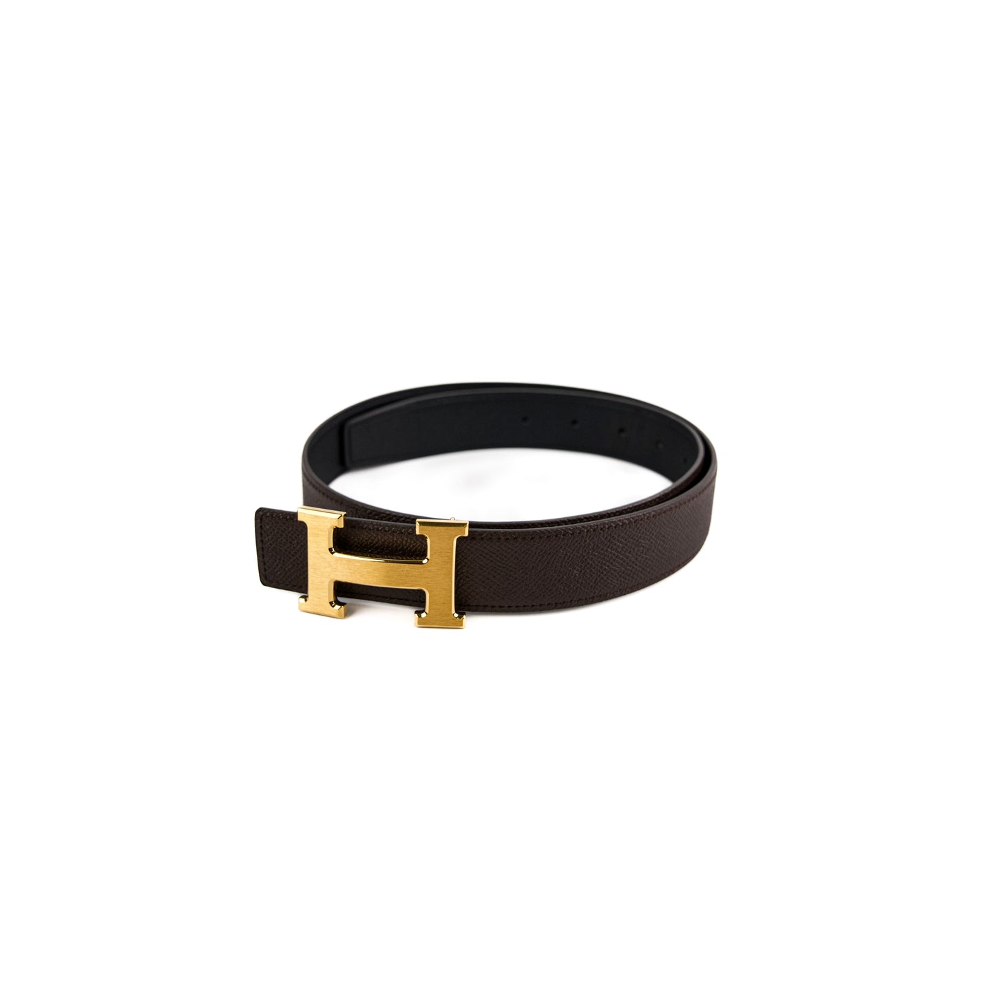 Hermes 32mm Reversible Belt Swift/Epsom - Noir/Chocolat (80cm)