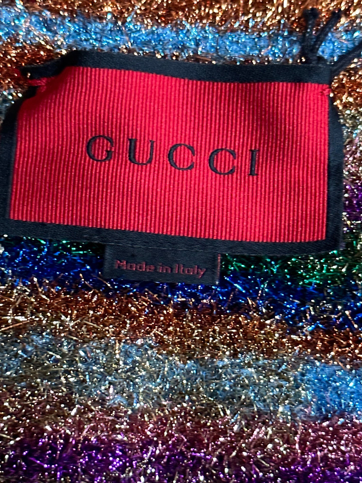 Gucci GG Lamé Cardigan with Orange and Blue