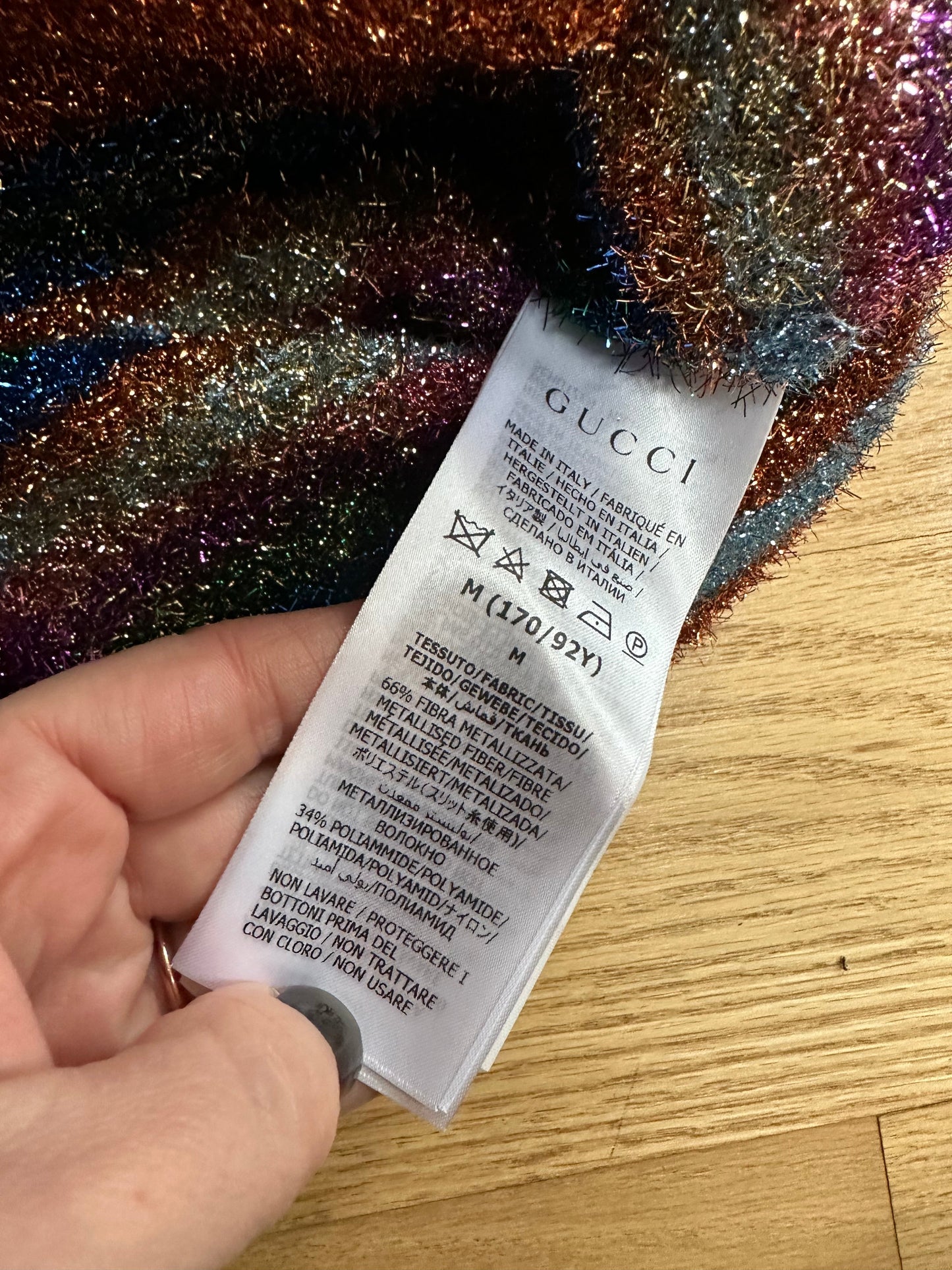 Gucci GG Lamé Cardigan with Orange and Blue