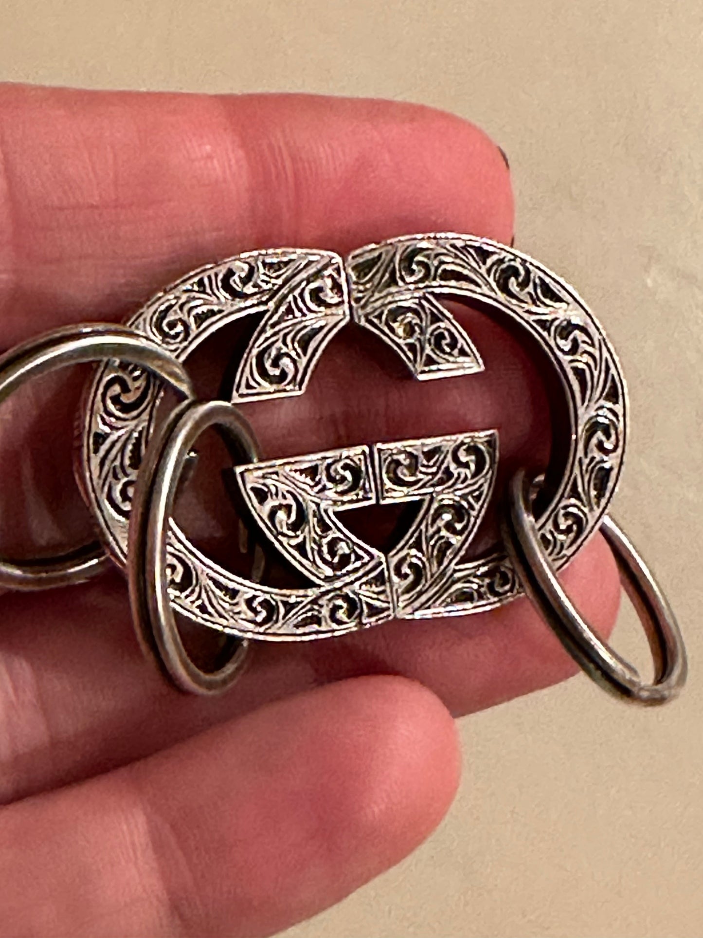 Gucci Engraved Interlocking GG Key Chain