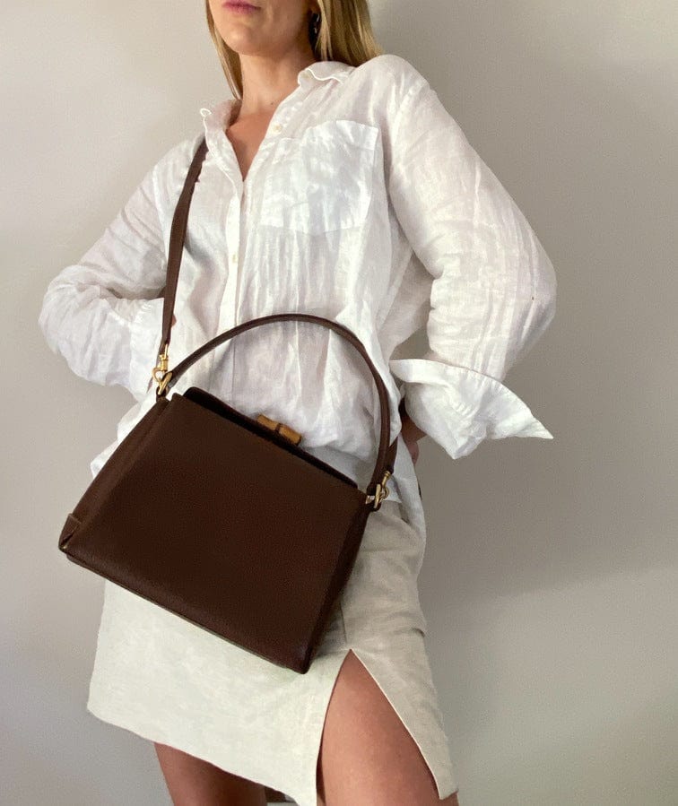 Gucci Leather Bag w Bamboo clasp