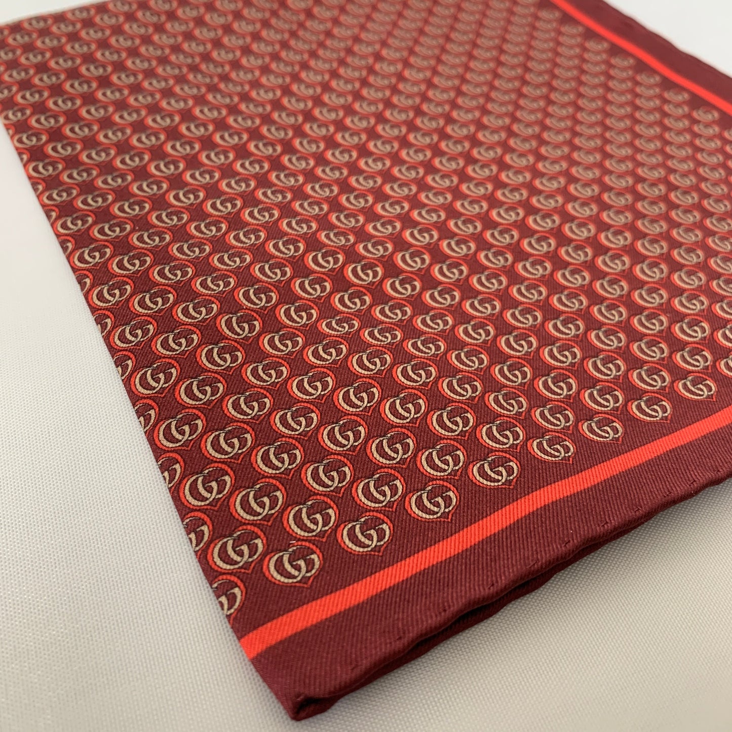 Gucci GG Monogram Hearts Pocket Square in Red