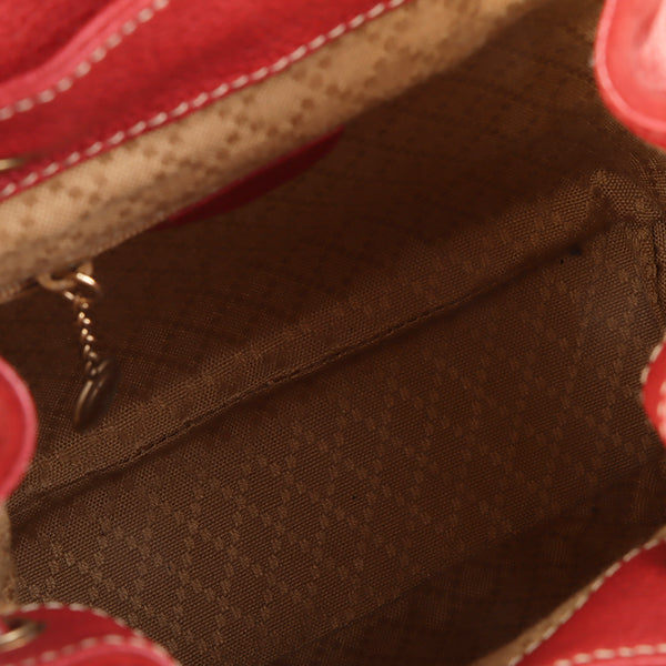 Gucci Suede Bamboo Backpack Mini Red