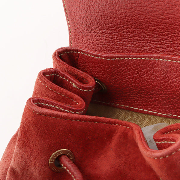 Gucci Suede Bamboo Backpack Mini Red