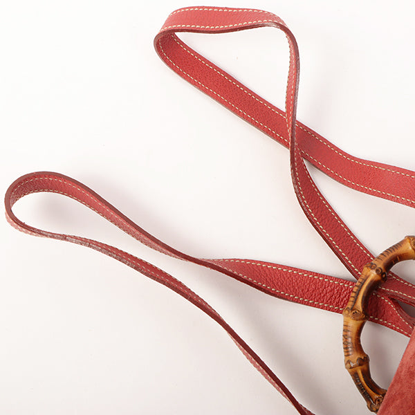 Gucci Suede Bamboo Backpack Mini Red